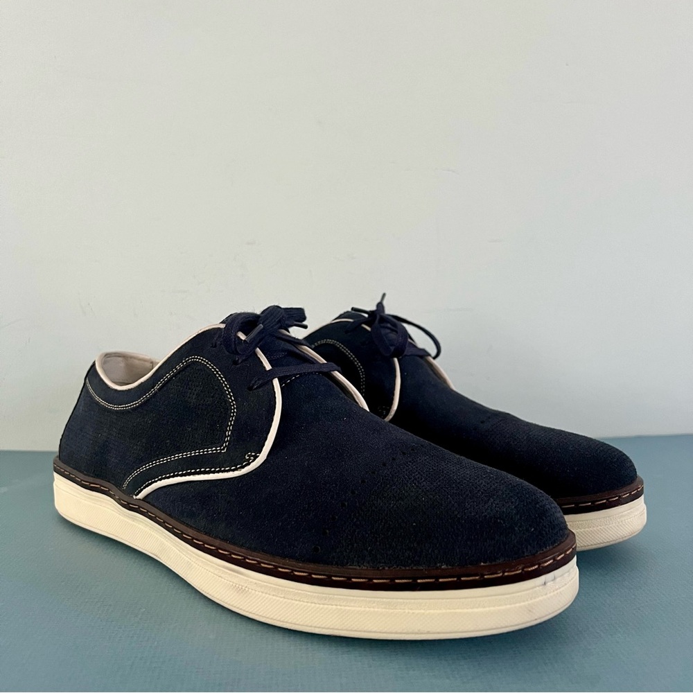 Johnston & Murphy Denby Navy Blue Suede Cap Toe Lace Up Oxford‎ Shoes
